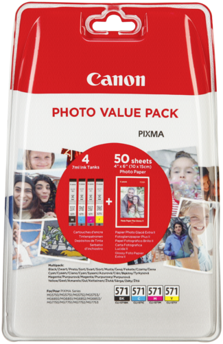 Canon CLI-571 Photo Value Pack (C/M/Y/BK,PP-201 10x15cm)