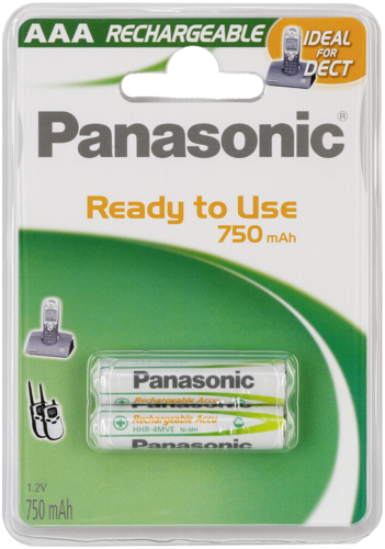Panasonic Rechargeable AAA Ni-MH 750mAh DECT 1x2