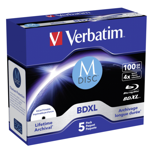 Verbatim M-Disc BD-R Blu-Ray 100GB 4x Speed 1x5