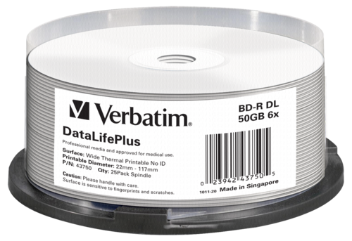 Verbatim BD-R Blu-Ray 50GB 6x Speed thermal printable CB 1x25