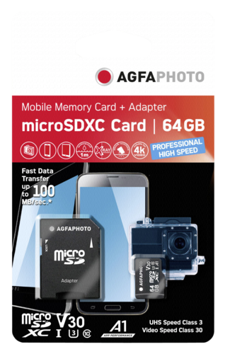 AgfaPhoto microSDXC 64GB UHS-I + adapter