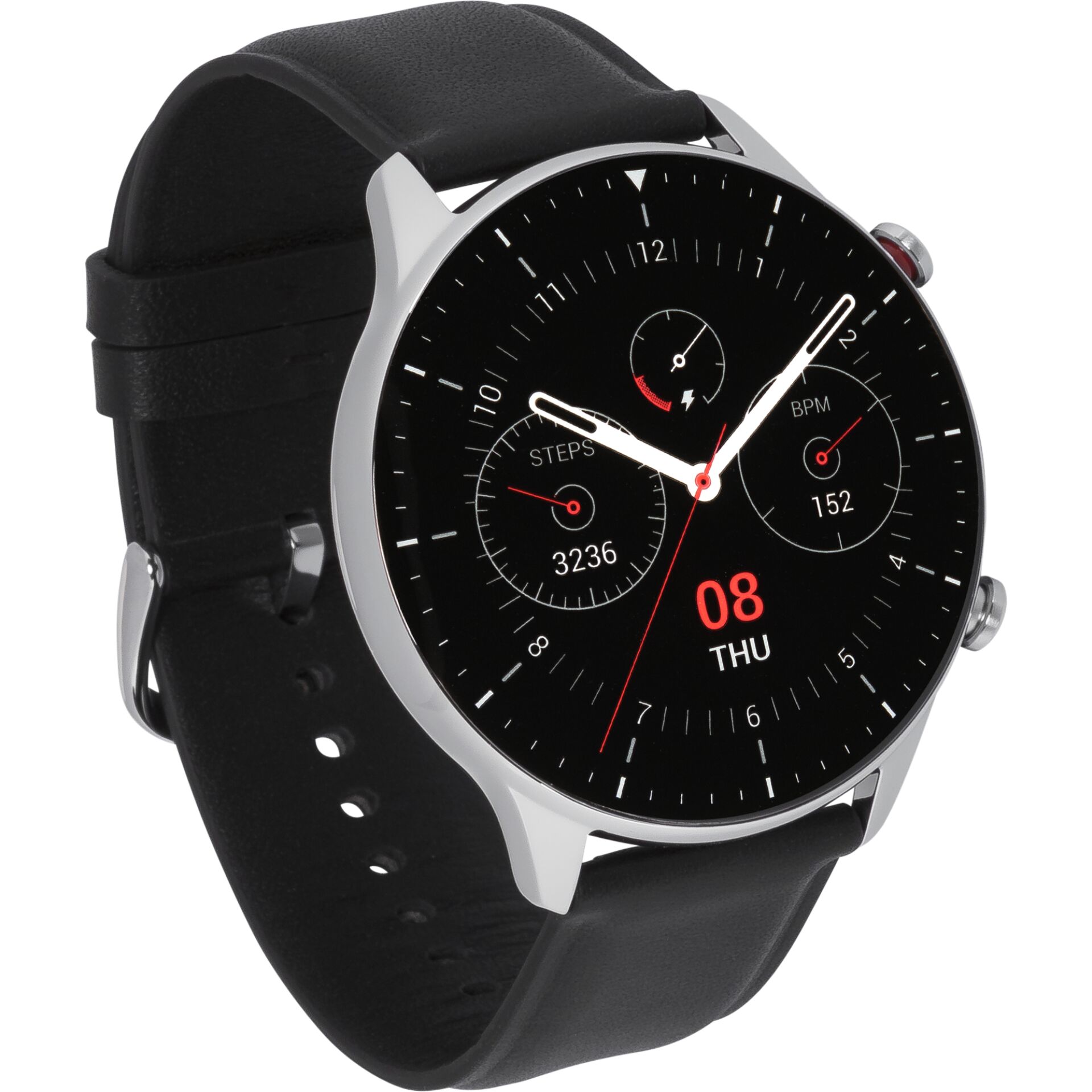 Amazfit GTR 2 Classic Black Stainless Steel Leather Straps